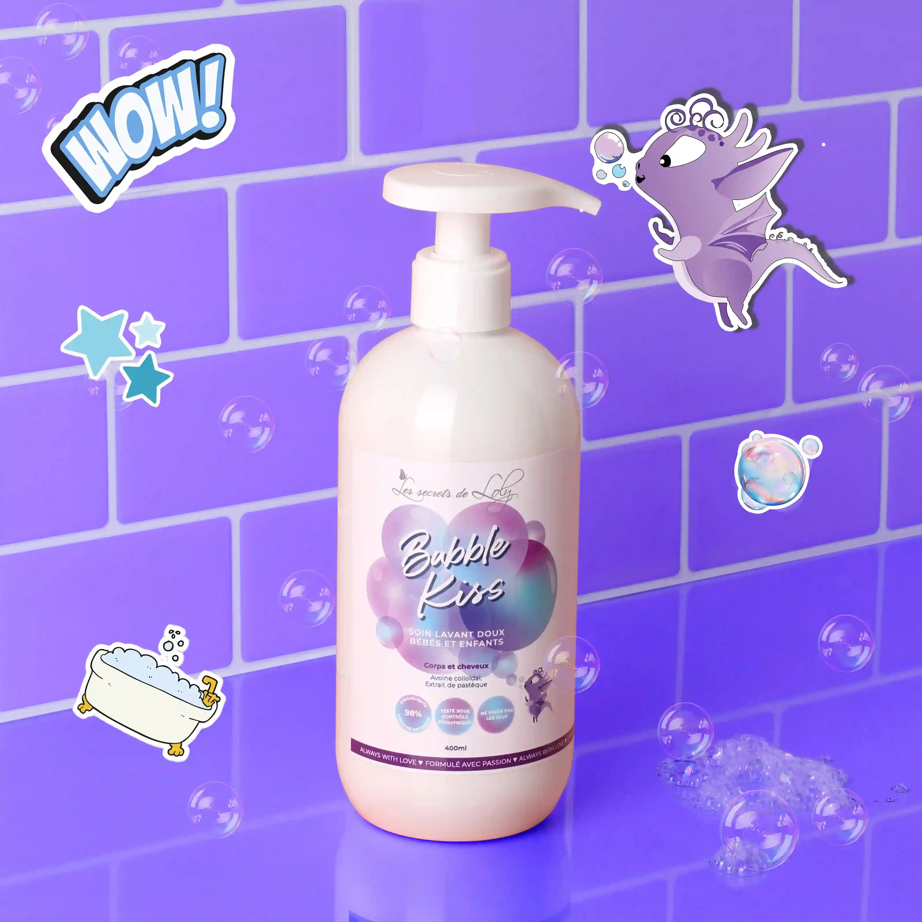 Bubble Kiss - Soin lavant doux bébés et enfants - Corps et cheveux 400ml - Image 4